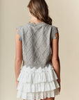 Kristy Grey Vest With Ribbon Detail