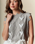 Kristy Grey Vest With Ribbon Detail