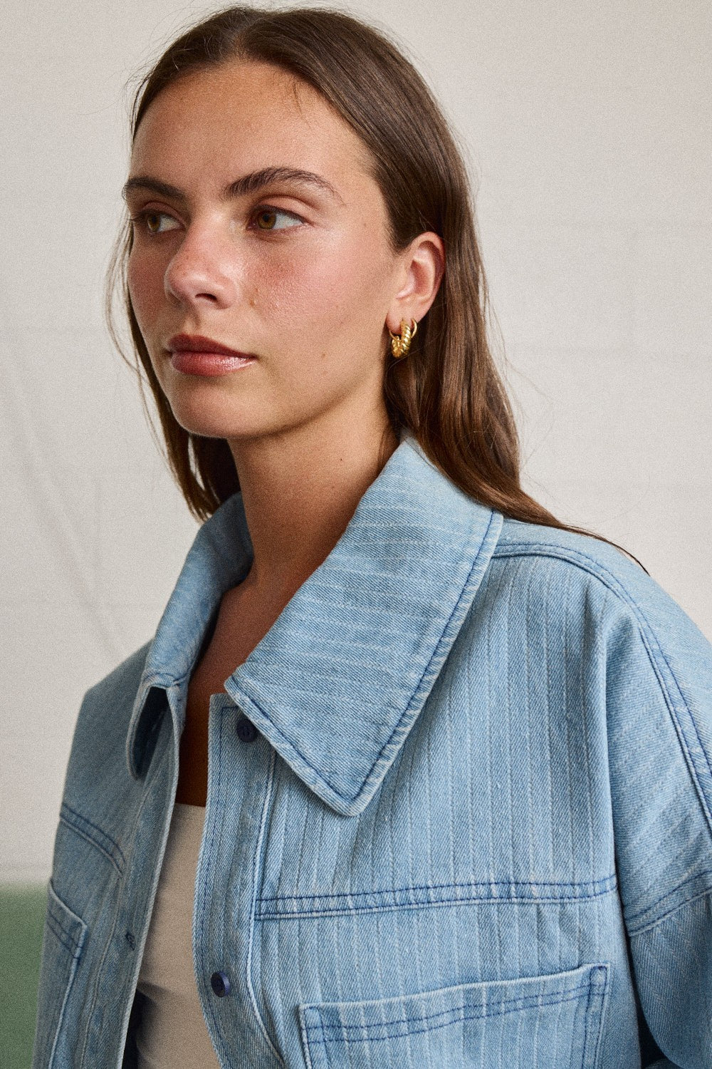 Carolina Denim jacket With Stripes