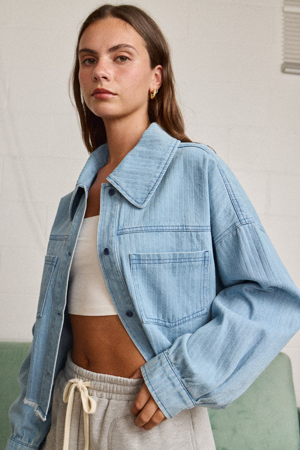 Carolina Denim jacket With Stripes