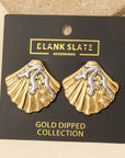 Gold Dipped Two Tone Coral and Sea Shell Earrings
