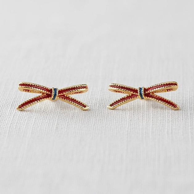 Burgundy Bow Earrings