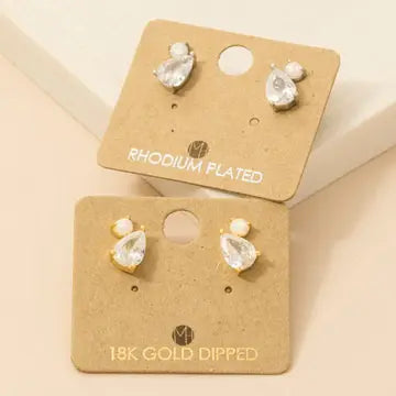 Rhinestone Teardrop Stud Earrings