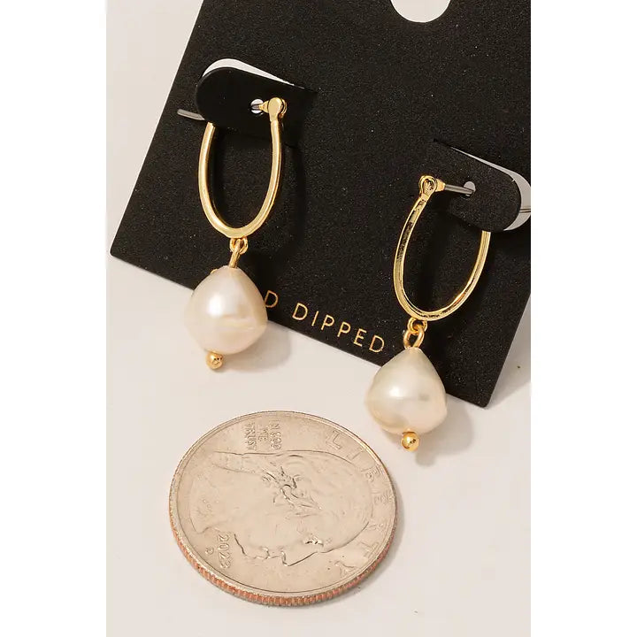 Gold Dipped Pearl Charm Earrings