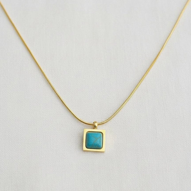 Vintage Gold Plated Turquoise Necklace