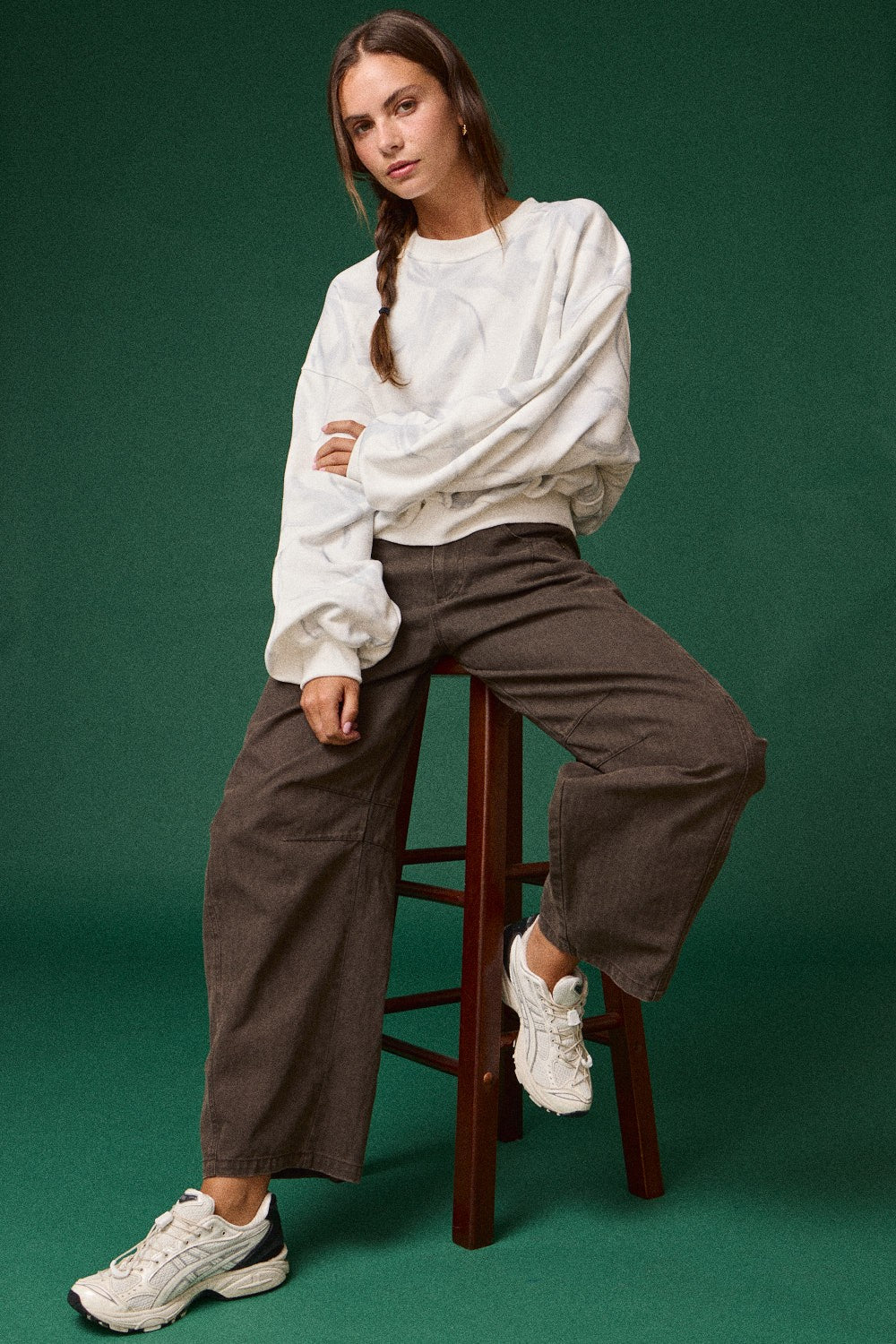 Monroe White and Grey Watercolor Pullover