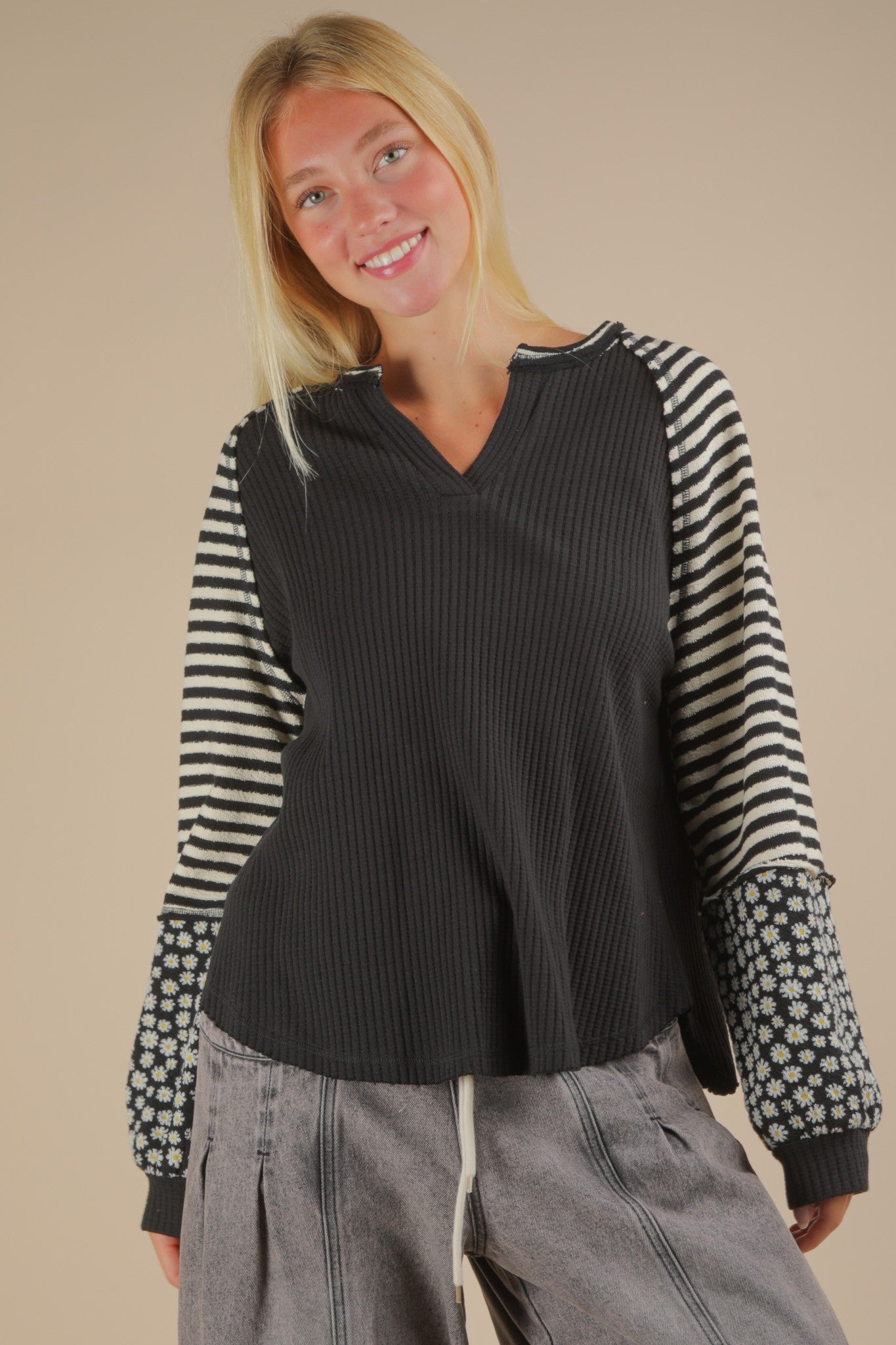 Kate Mixed Print Henley