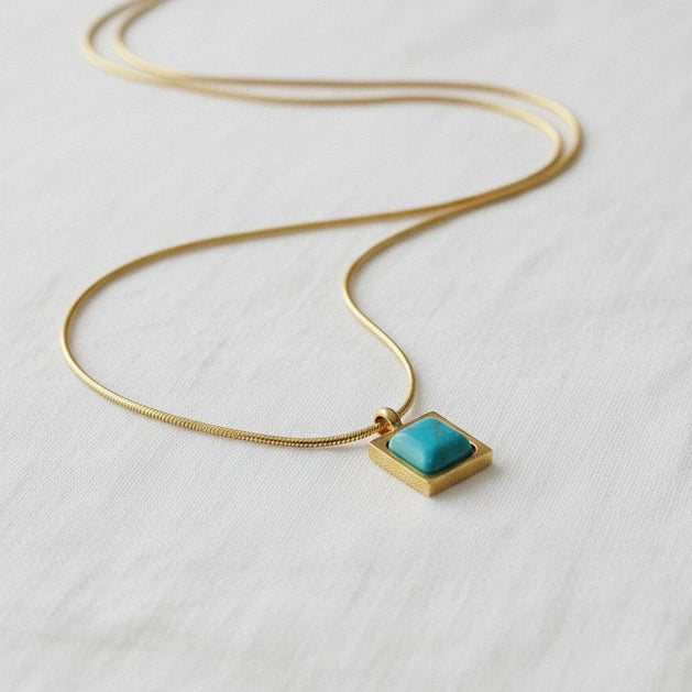Vintage Gold Plated Turquoise Necklace