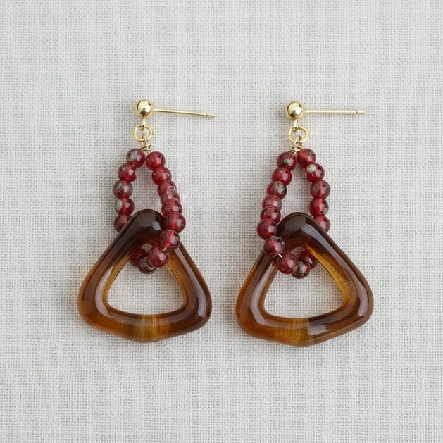 Geometric Beaded Tassel Earrings