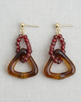 Geometric Beaded Tassel Earrings