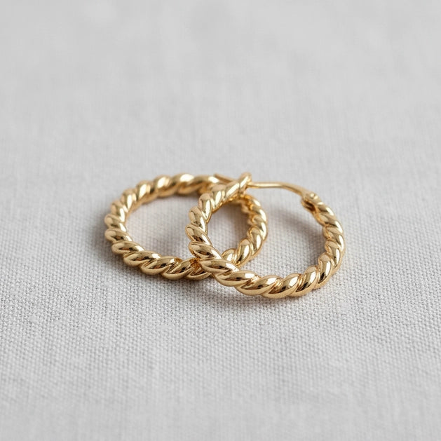 Gold Twisted Hoop Earrings
