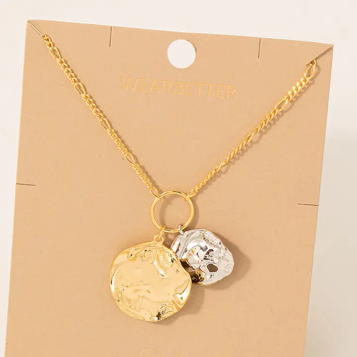 Warped Coin Charm Necklace