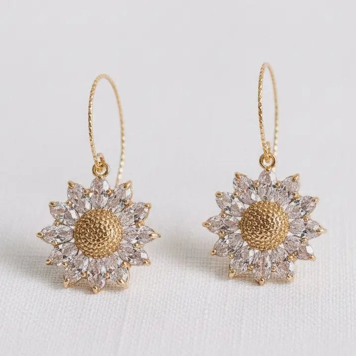 Zircon Sunflower Earrings