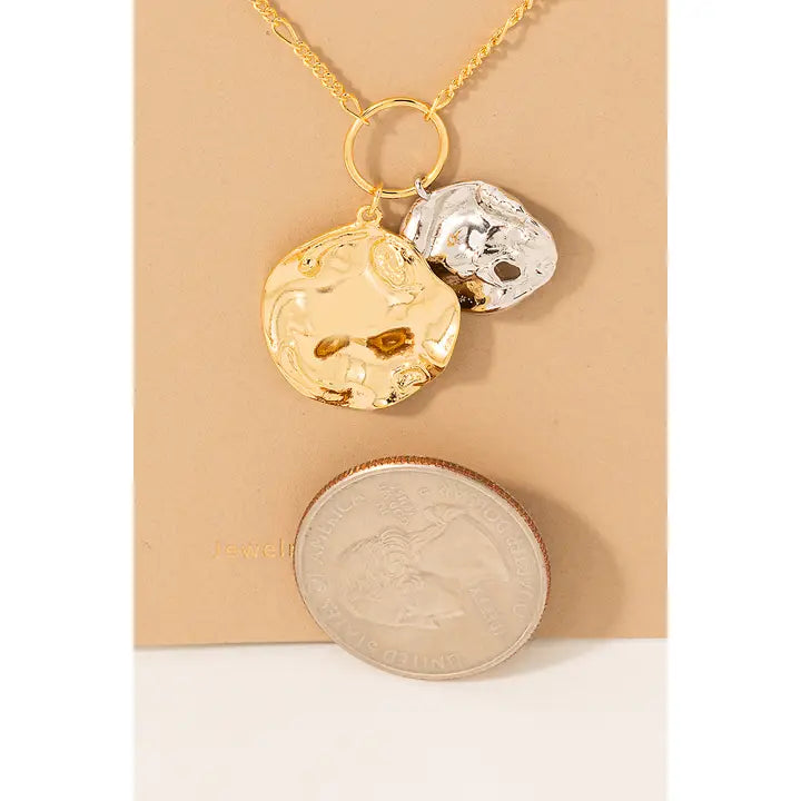 Warped Coin Charm Necklace