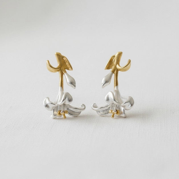 Vintage Inspired Two-Tone Flower Earrings