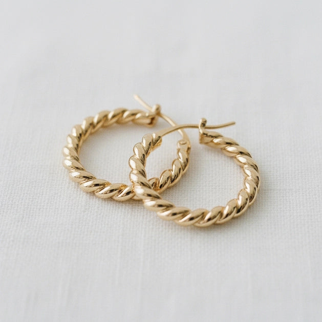 Gold Twisted Hoop Earrings