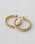 Gold Twisted Hoop Earrings