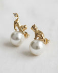 Cat Gemstone Drop Earrings