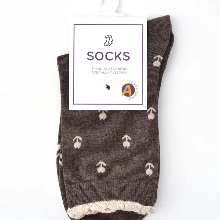 Floral Lace Trim Socks · Brown