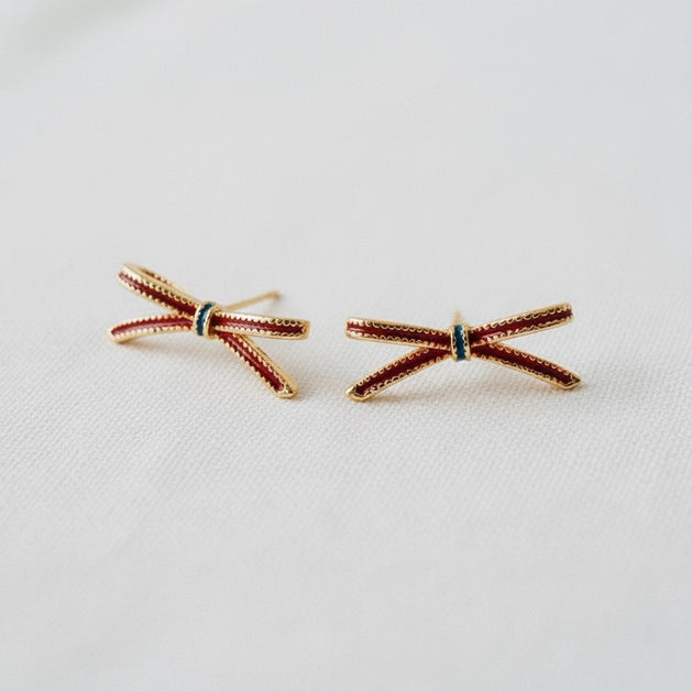 Burgundy Bow Earrings