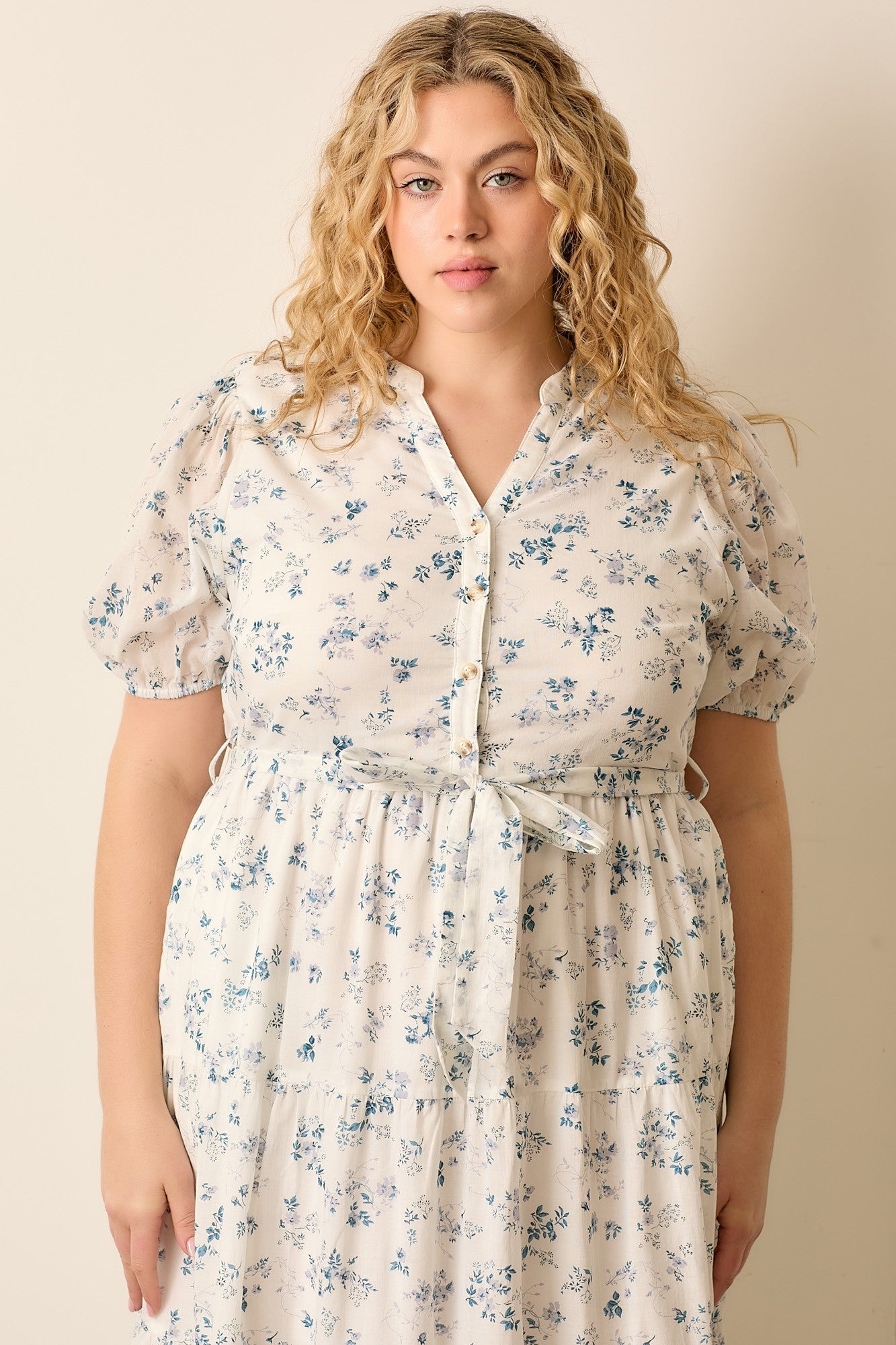 Cornflower Tiered Dress - Curvy