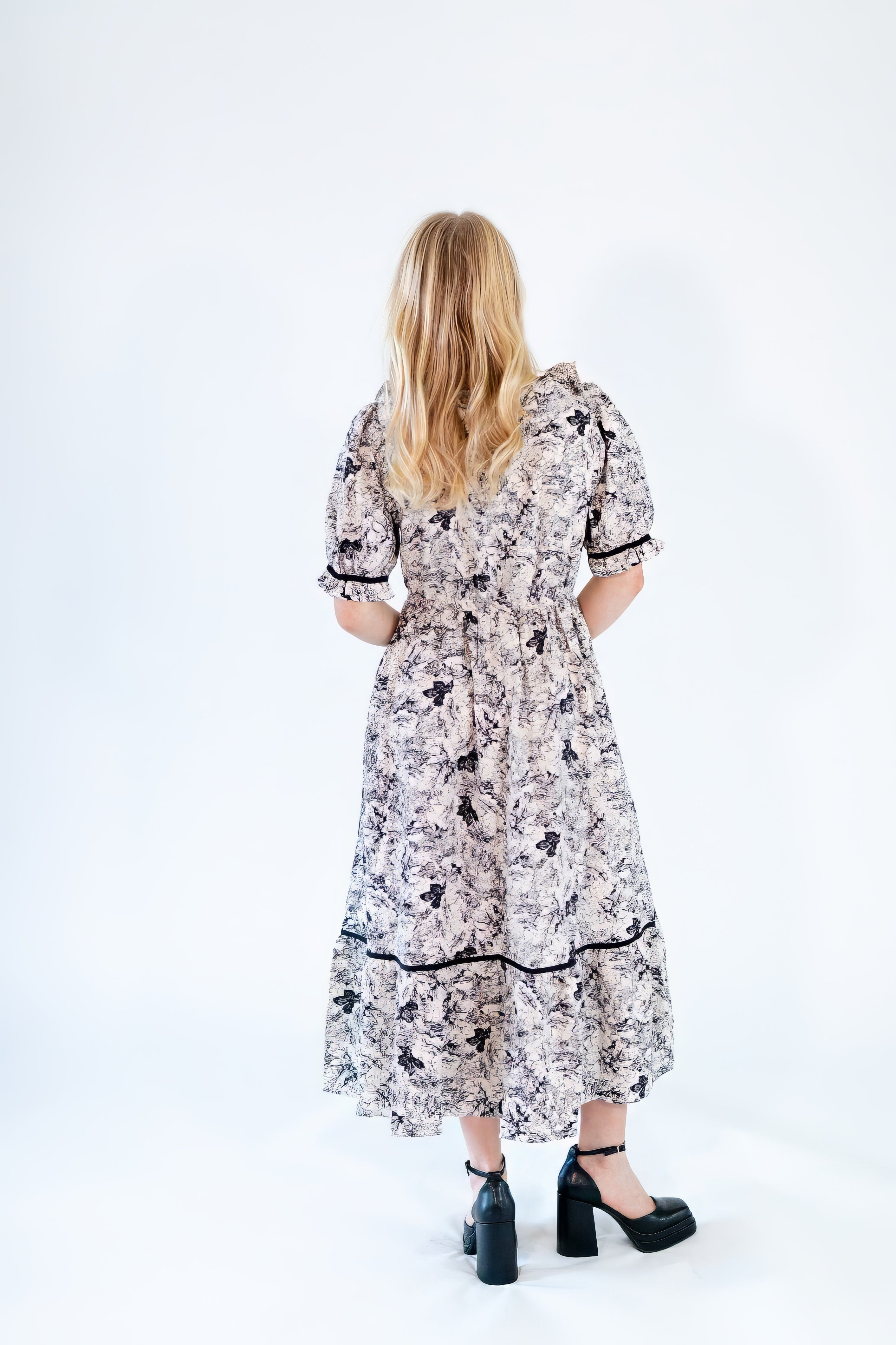 Lune Ruffled Floral Midi Dress  ◦ Restocked