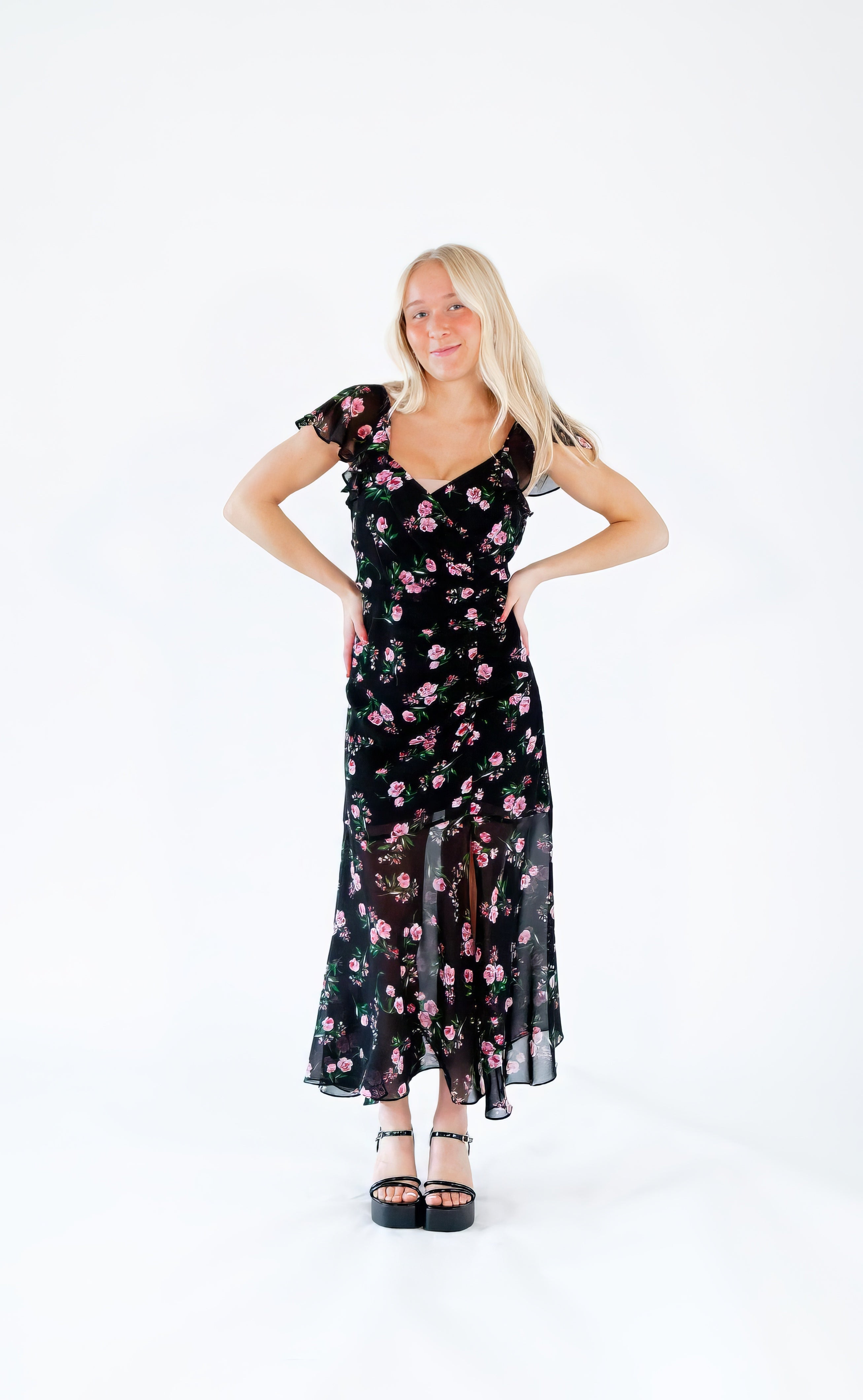 Olympe Ruched Floral Dress