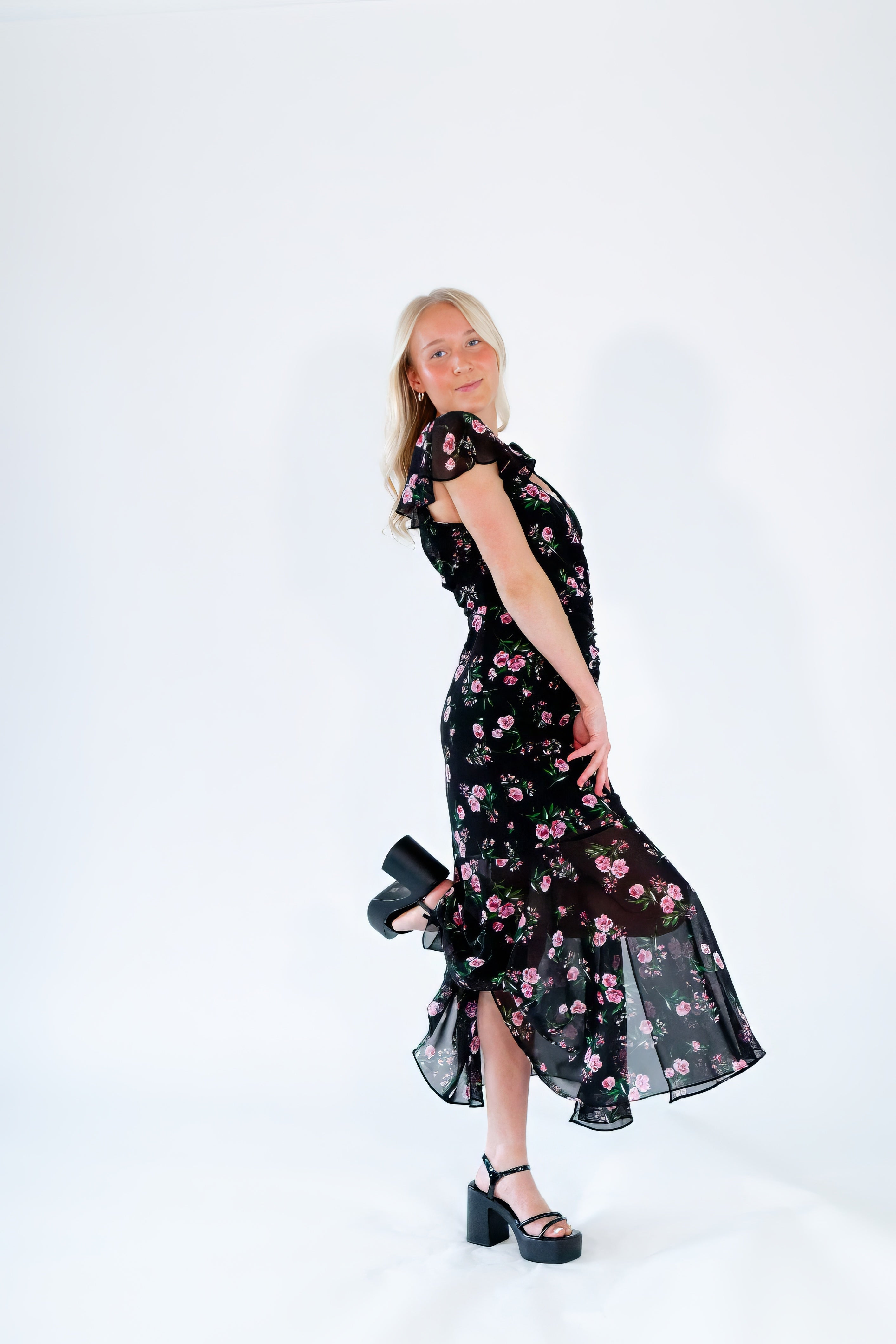 Olympe Ruched Floral Dress