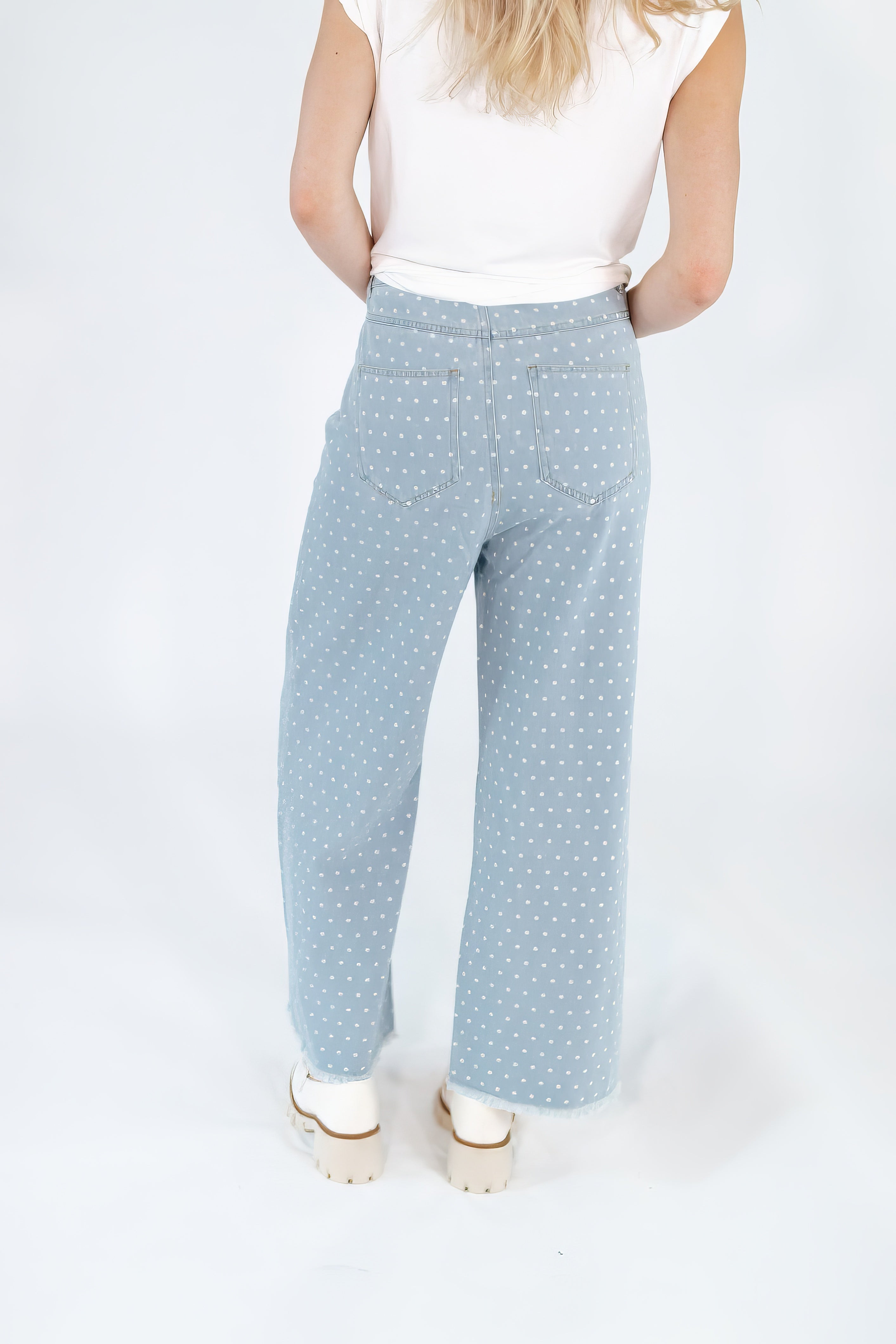 Polka Dot Straight Leg Jeans