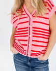 Aya Striped Button Up Vest