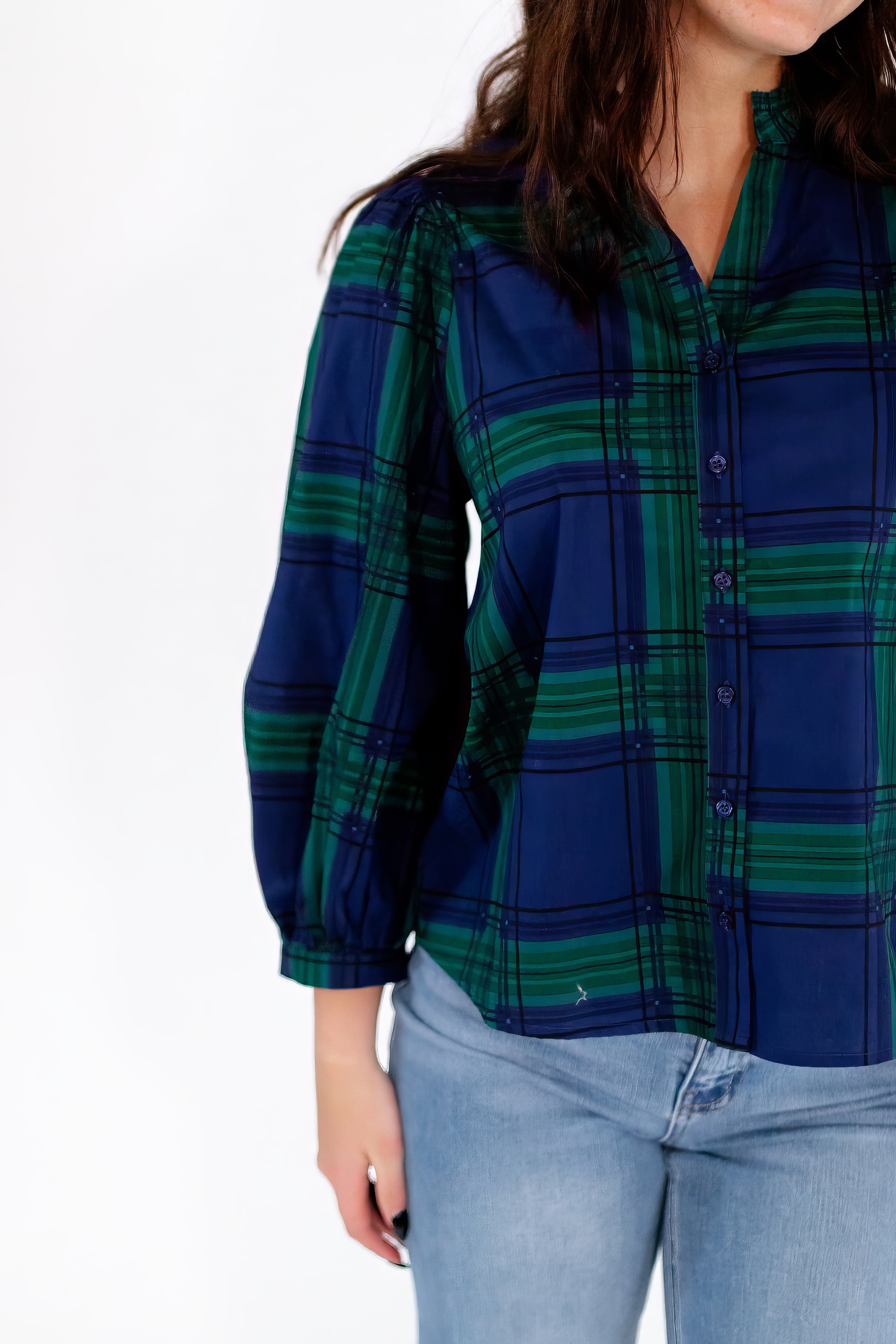 Enza Plaid Blouse