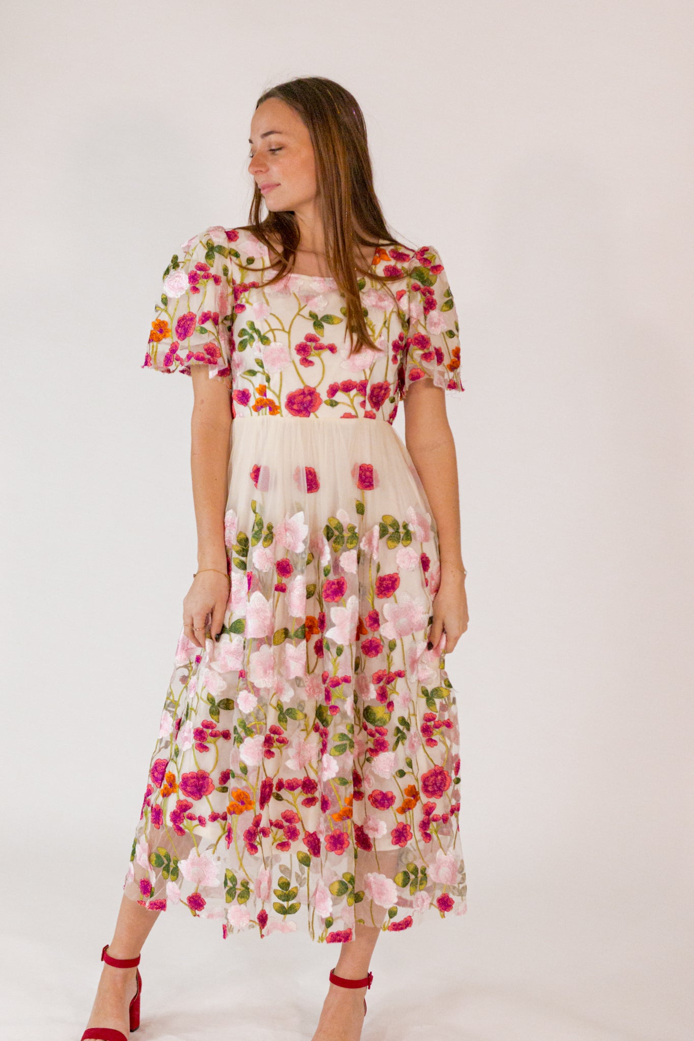 Lotus Embroidered Dress