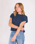 Lila Cable Knit Top・Navy