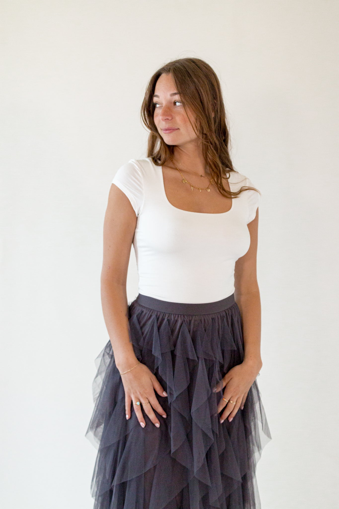 Layered tulle skirt grey best sale