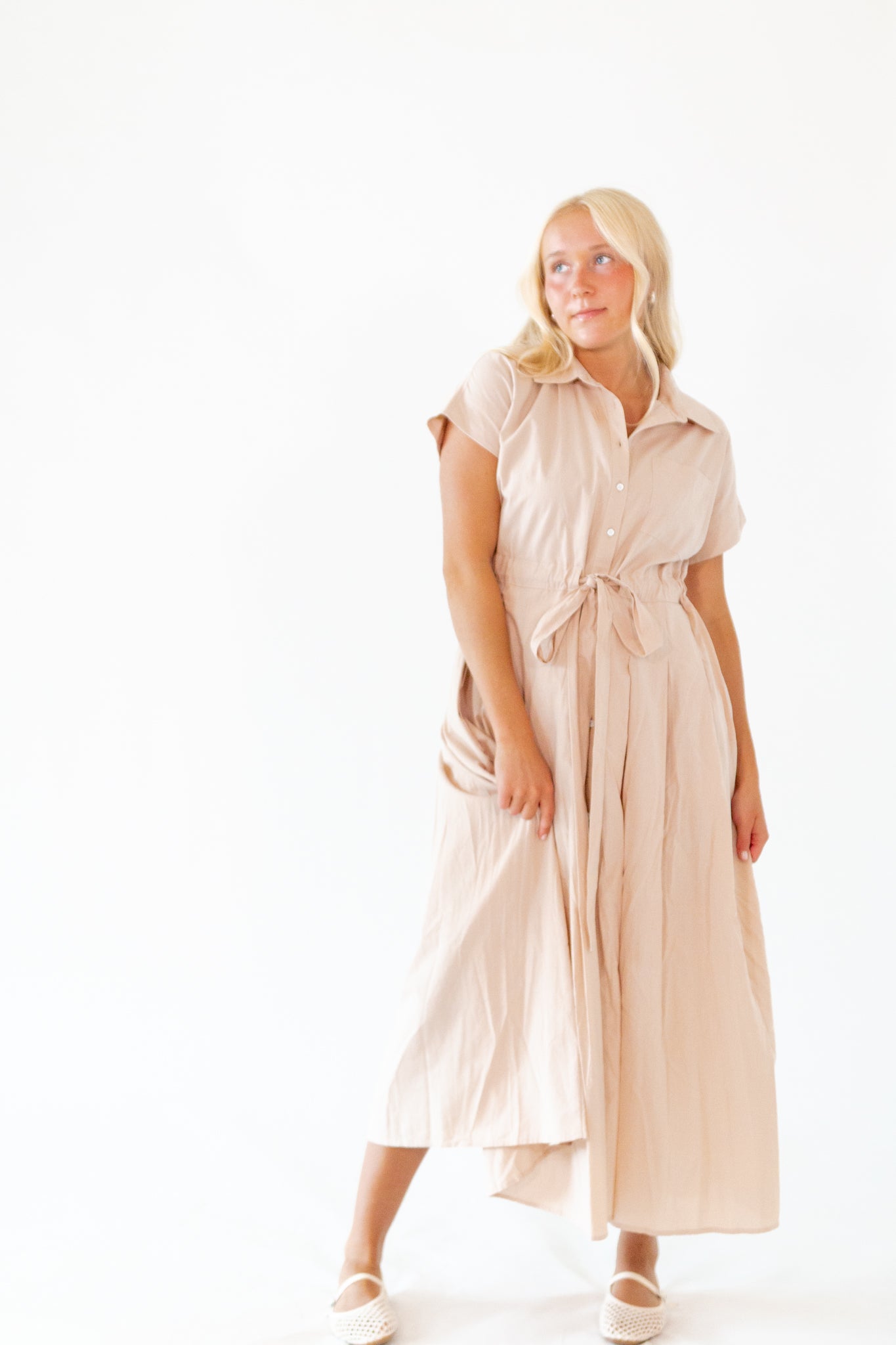 Moira Linen Button Down Dress