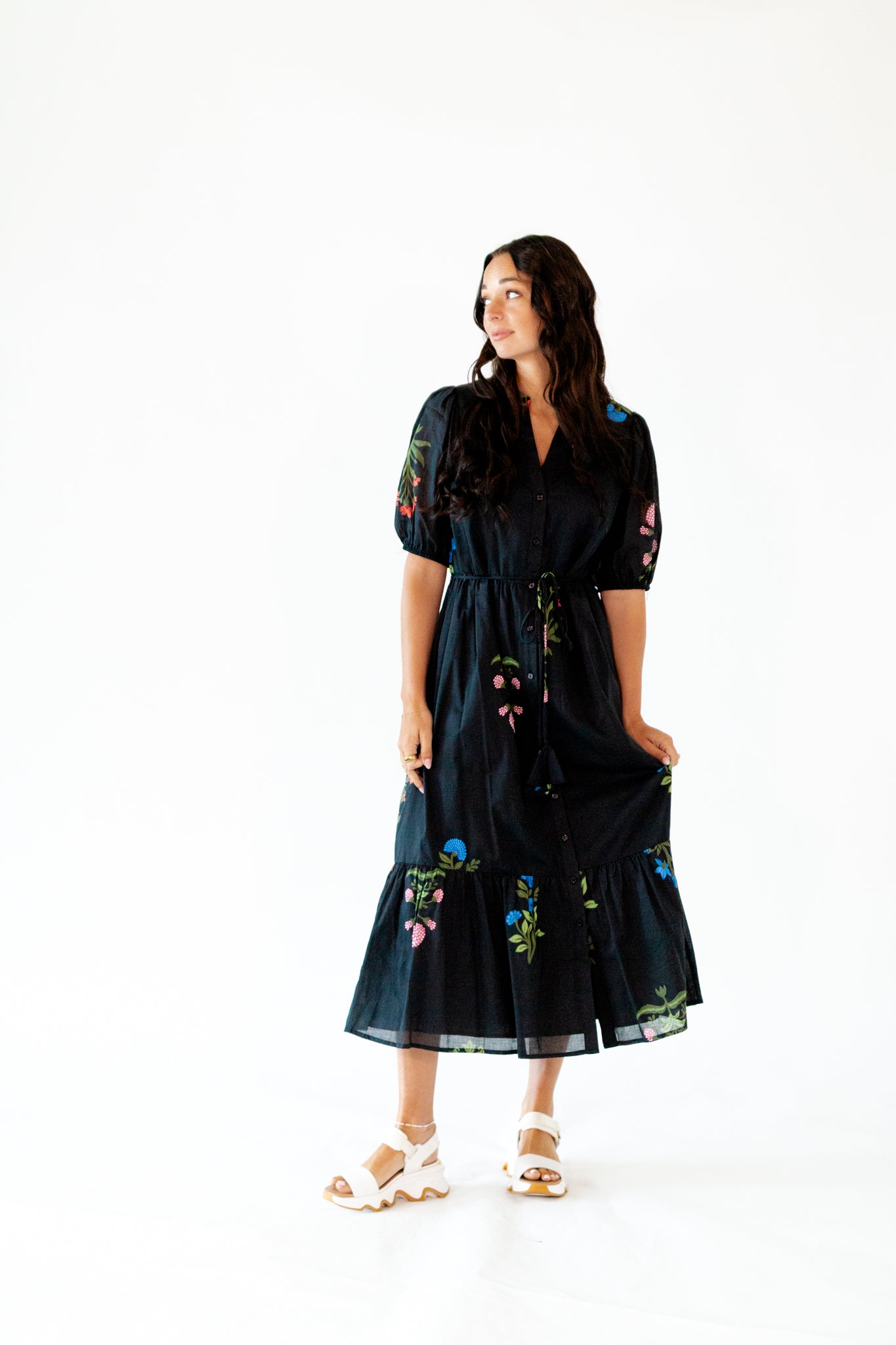 Xena Botanical Floral Midi Dress