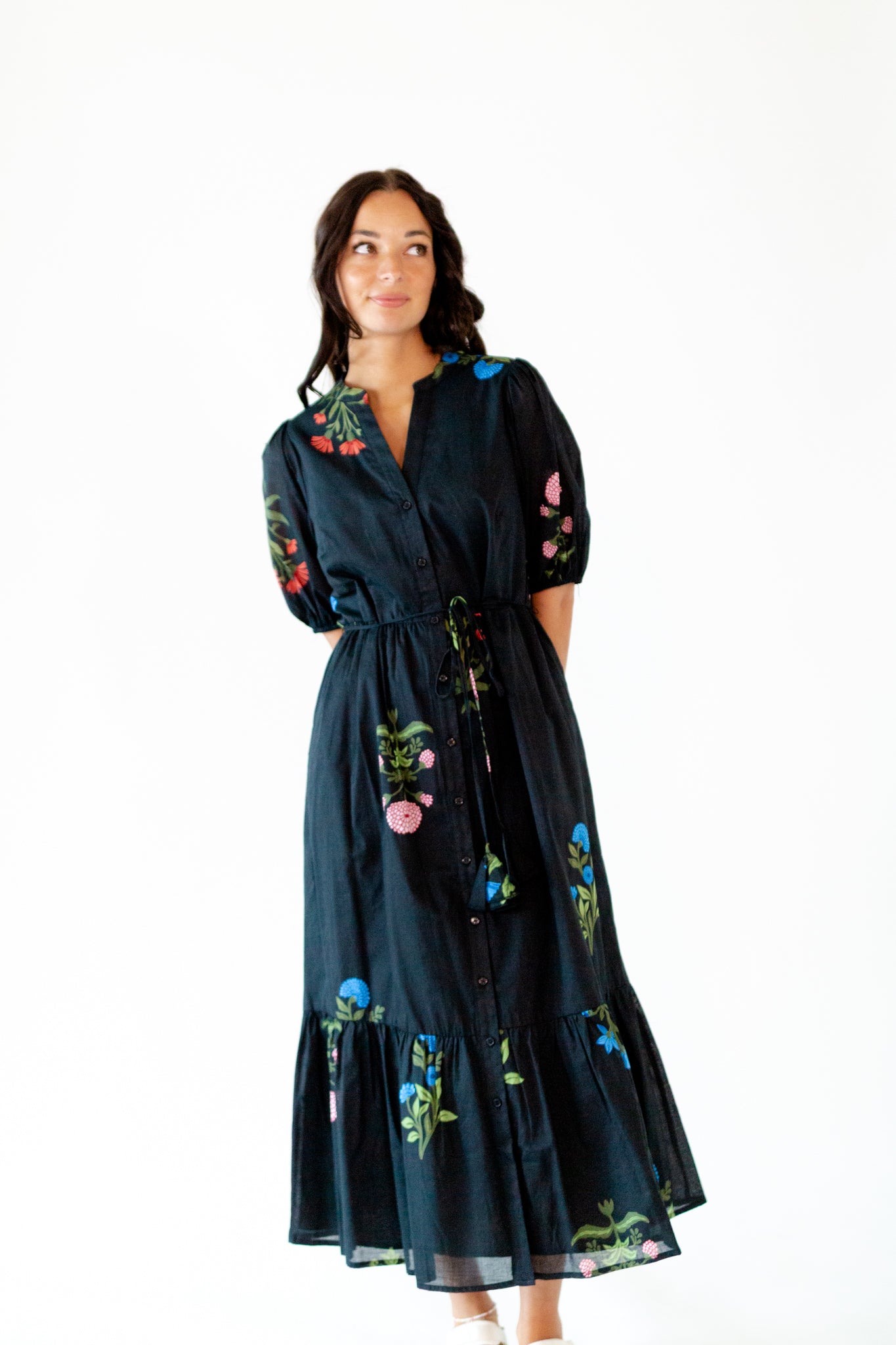 Xena Botanical Floral Midi Dress