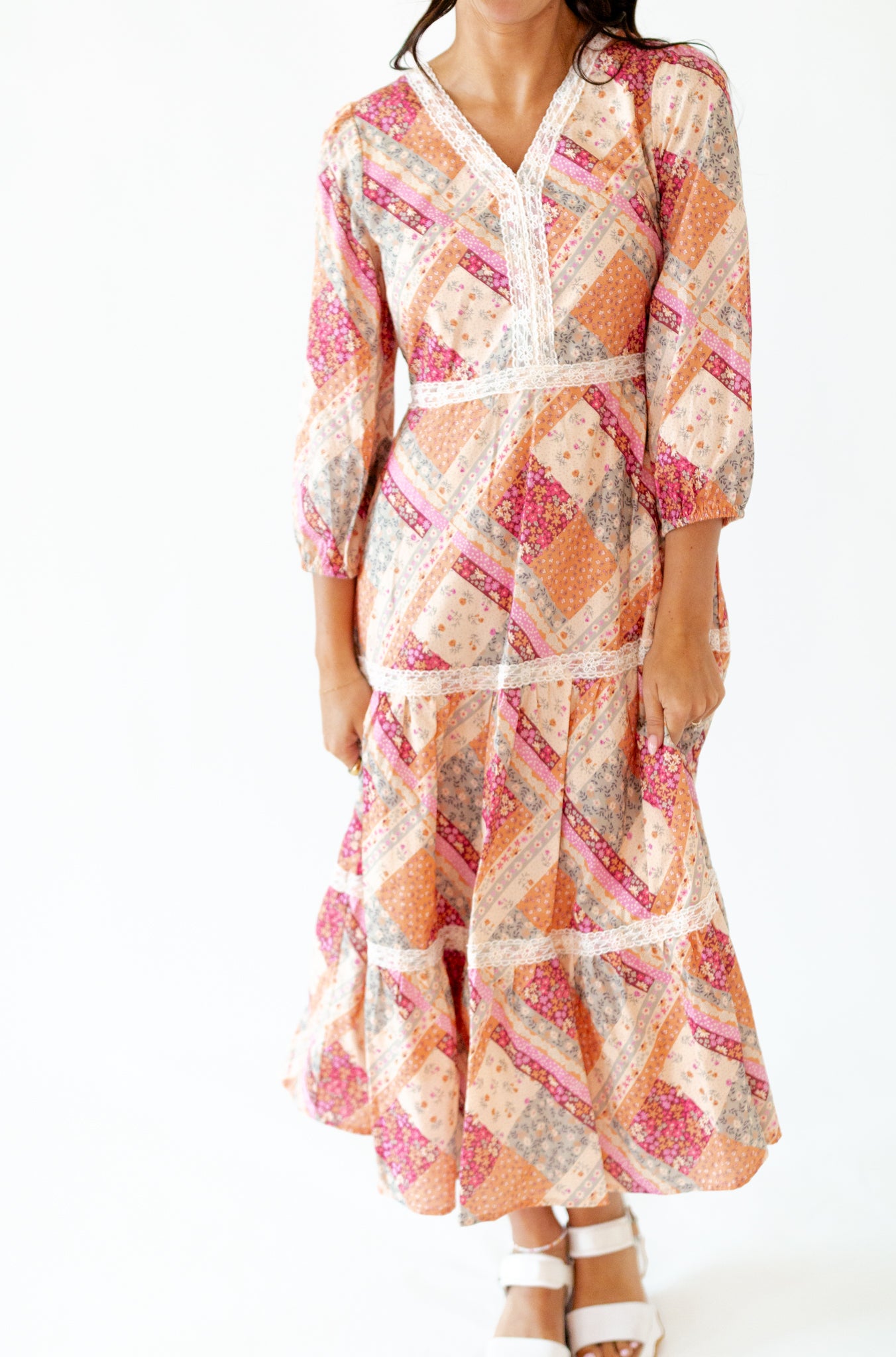 Olivia Patchwork Midi Dress