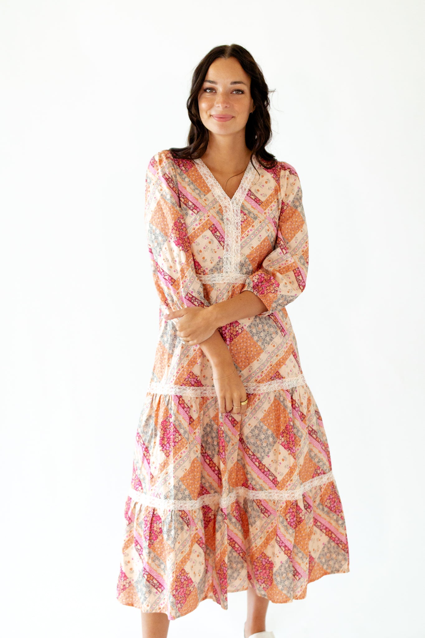 Olivia Patchwork Midi Dress