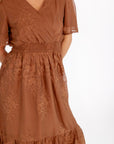 Adina Embroidered Dress・Mocha Brown