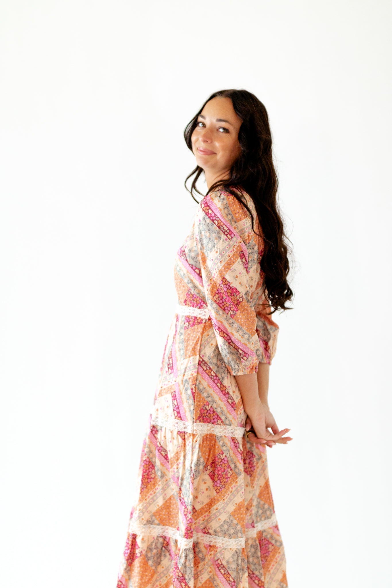Olivia Patchwork Midi Dress