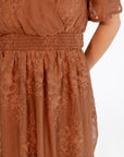 Adina Embroidered Dress・Mocha Brown