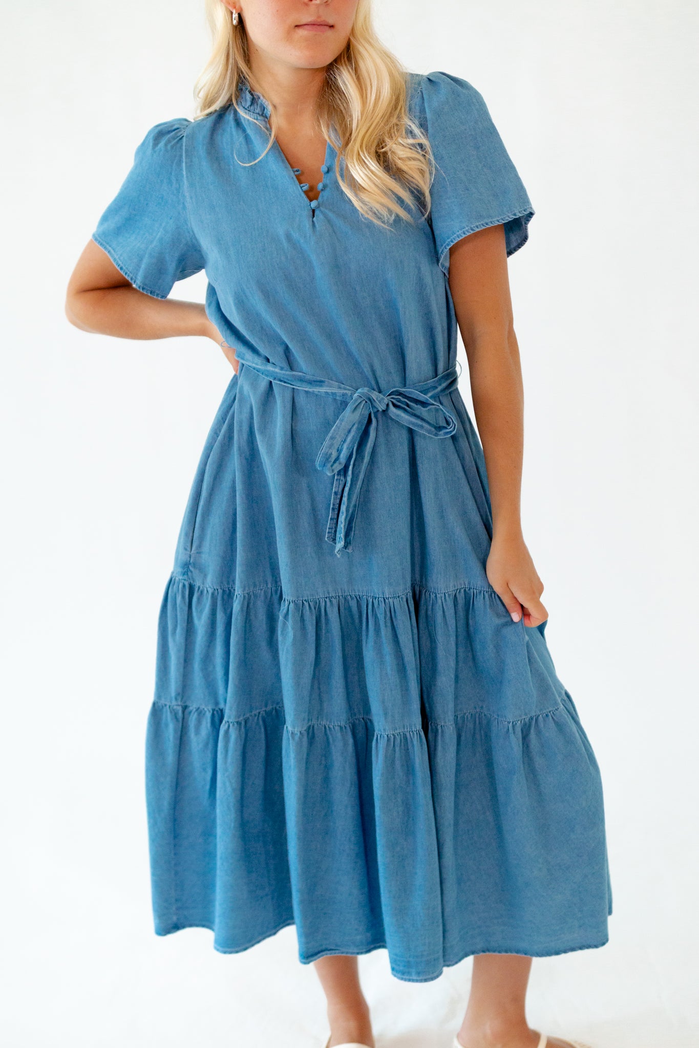 Deedee Tiered Chambray Dress
