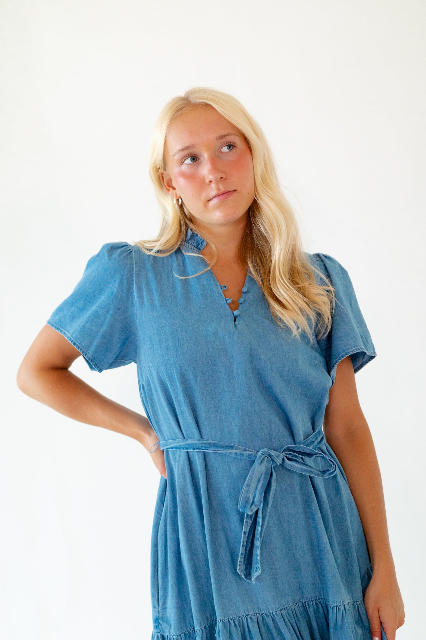 Deedee Tiered Chambray Dress