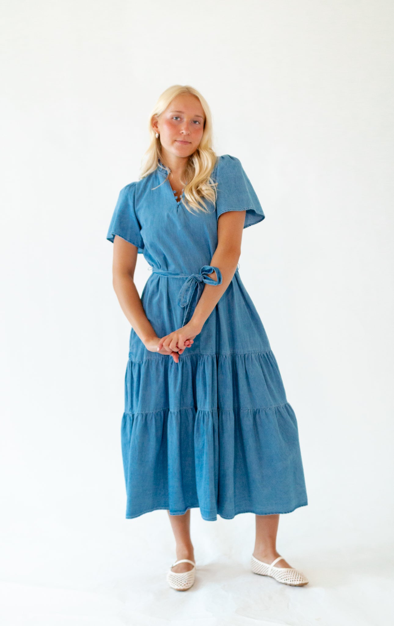 Deedee Tiered Chambray Dress