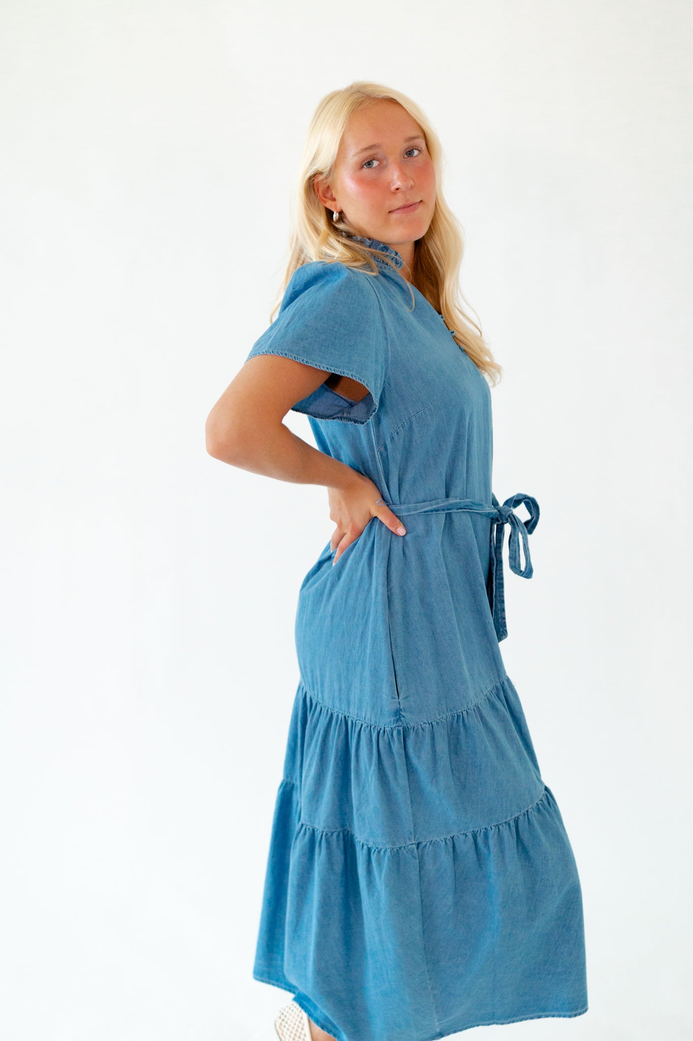 Deedee Tiered Chambray Dress