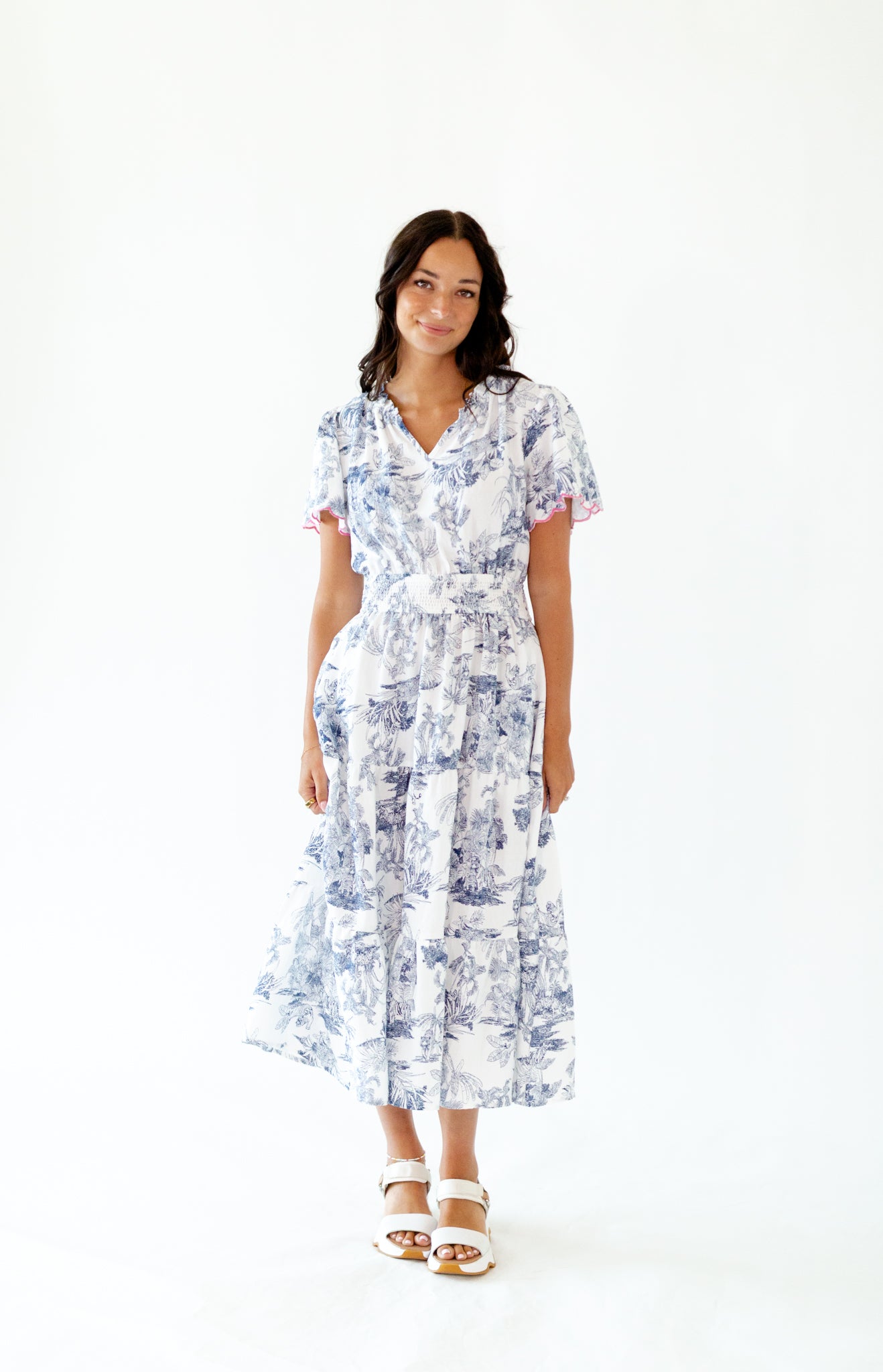 Parisian Scalloped Sleeve Dress