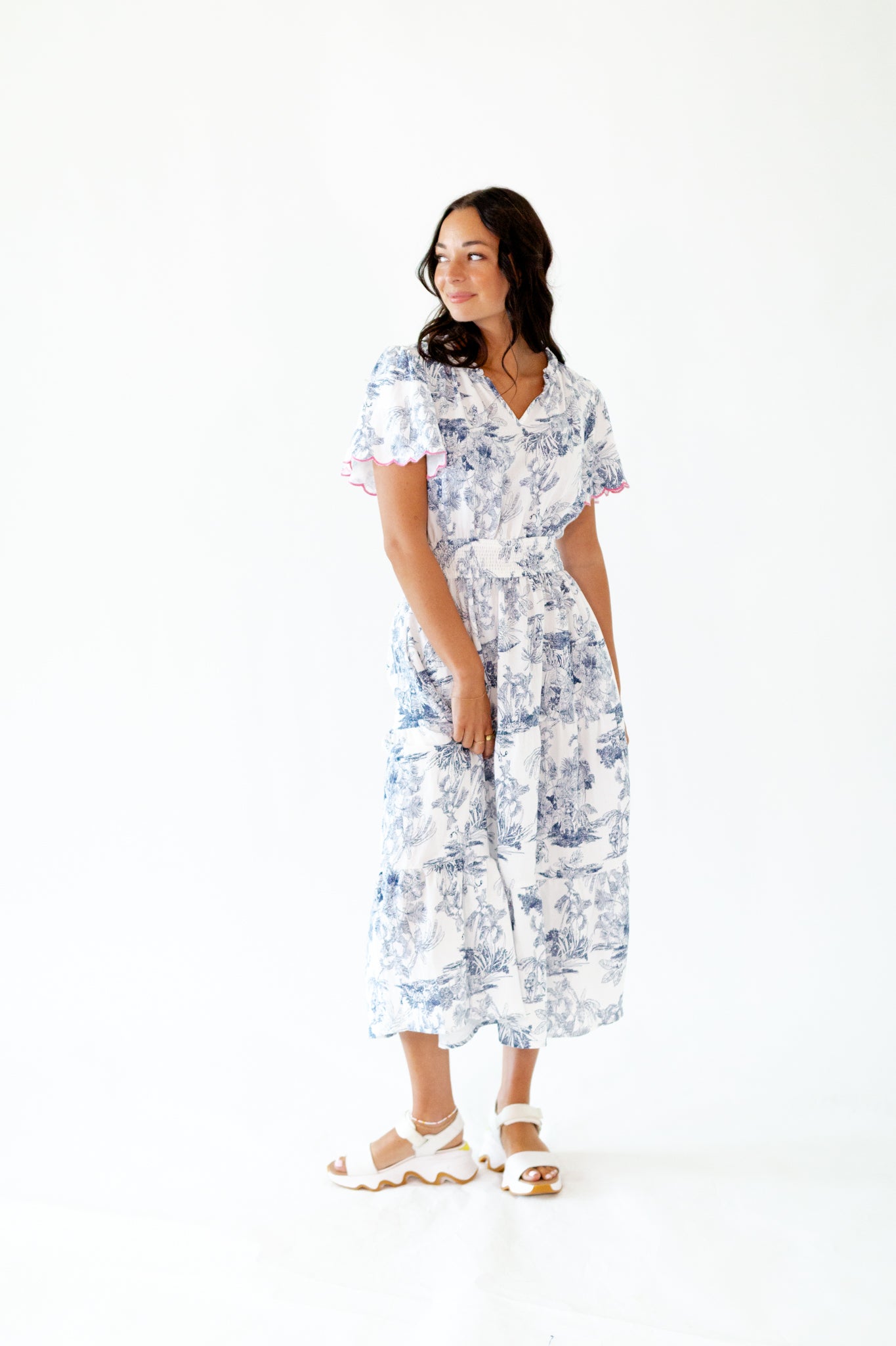 Parisian Scalloped Sleeve Dress