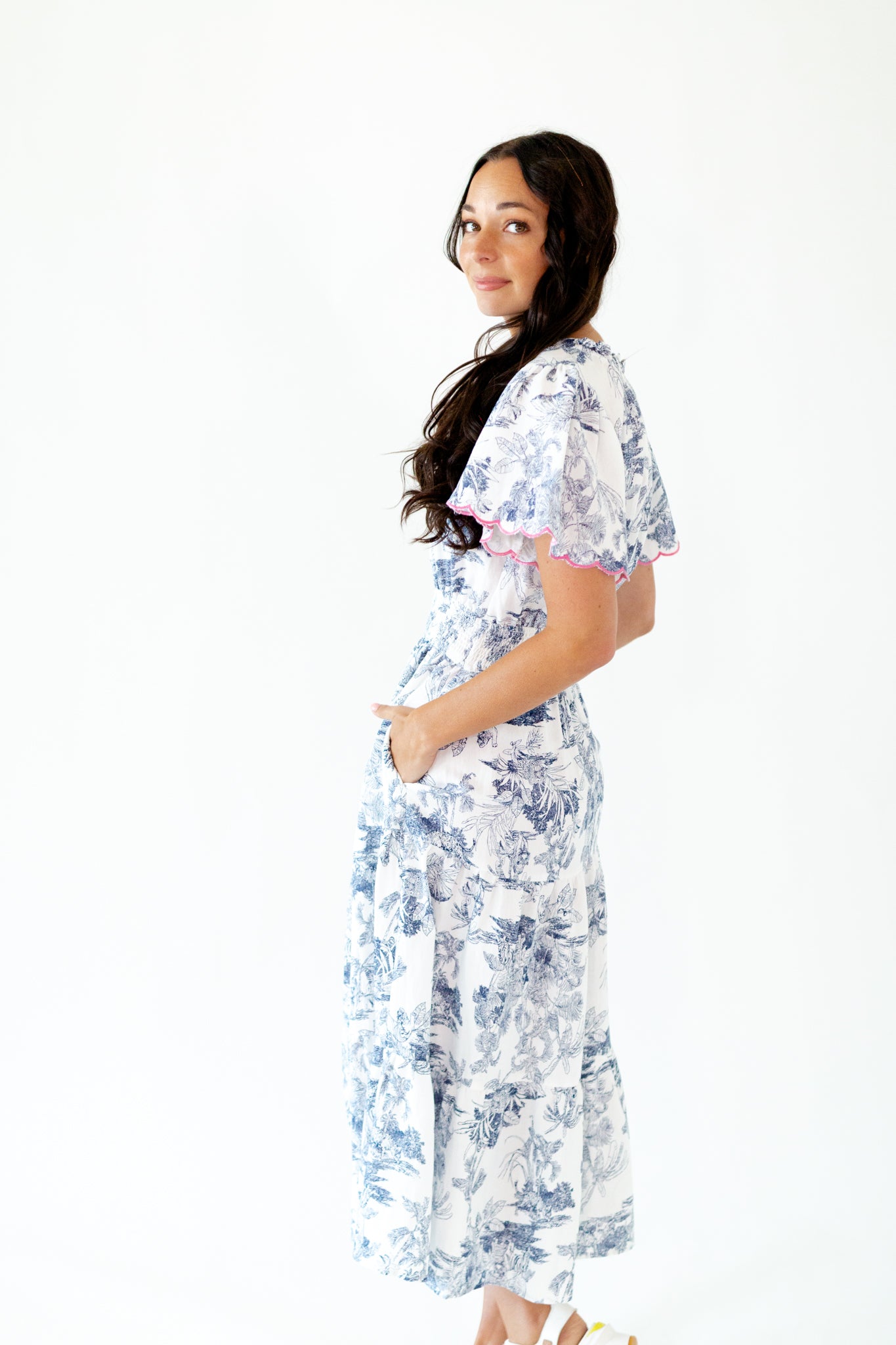Parisian Scalloped Sleeve Dress