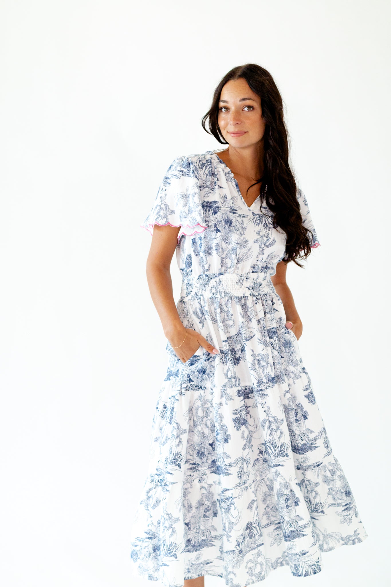 Parisian Scalloped Sleeve Dress